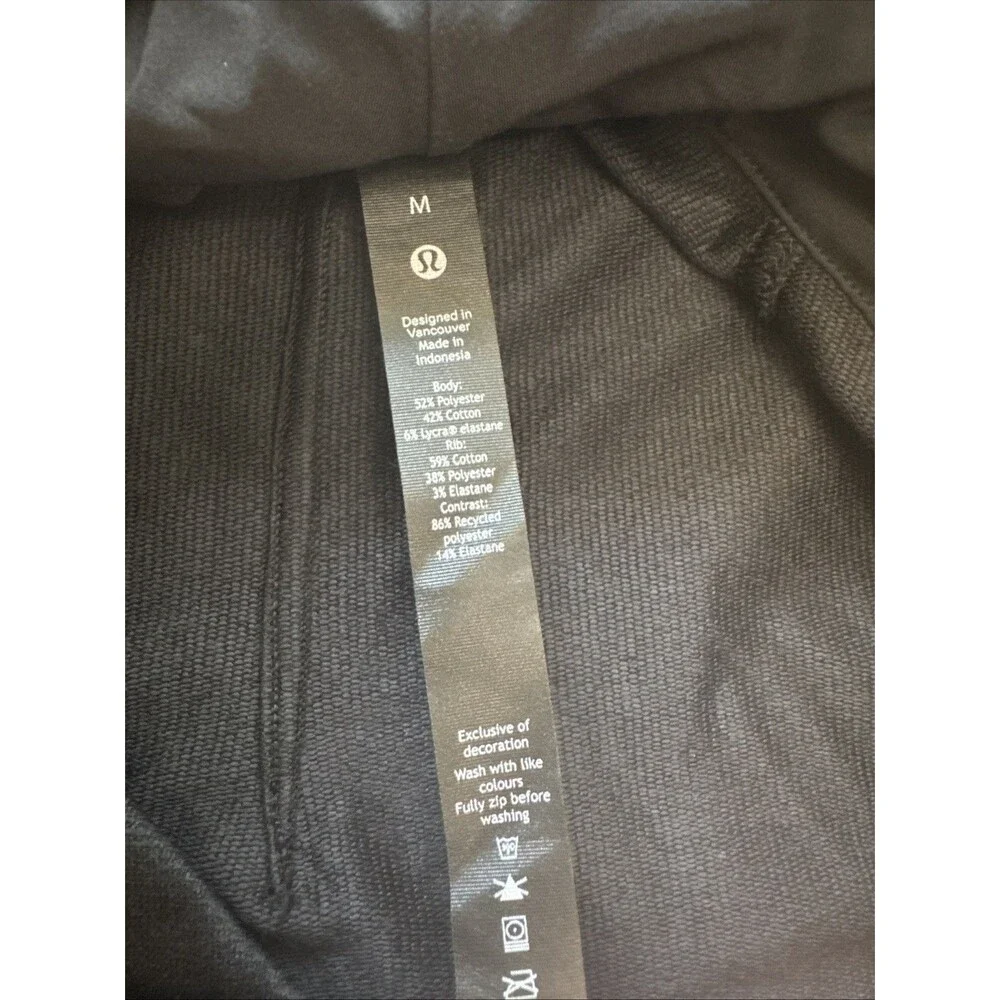 Lululemon Womens Black Long Sleeve Pockets Activewear Full-Zip Hoodie Size Med